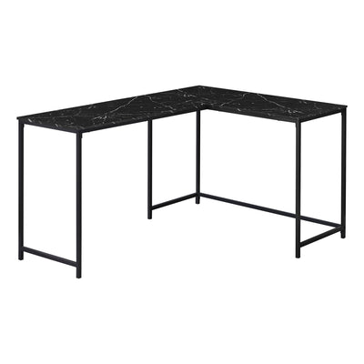 L-Shaped Basic Desk in Black Marble Finish