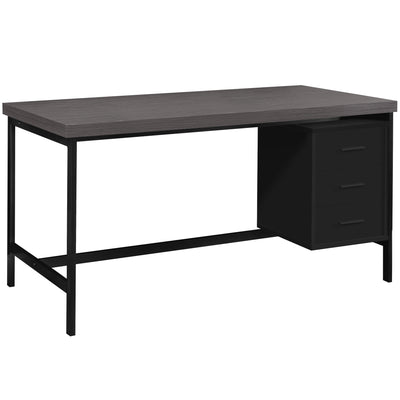 Modern 60" Gray and Black Office Desk with Drawers
