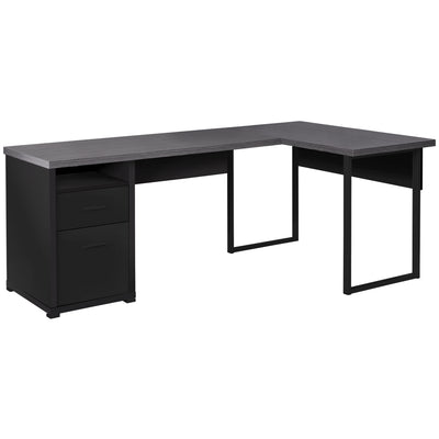 80" Corner Desk with Storage Cabinet in Gray & Black