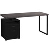 60" Gray and Black Desk with Shelf and Drawers