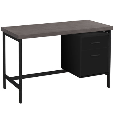 47" Desk in Gray & Black with File Cabinet