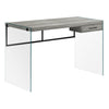 47" Glass & Reclaimed Gray Wood Desk with Drawer