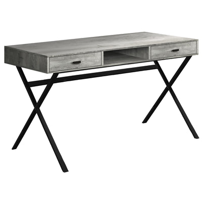 47" X-Frame Desk with Two Drawers in Reclaimed Gray Wood