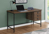 55" Brown Reclaimed Wood Desk with Suspended Cabinet