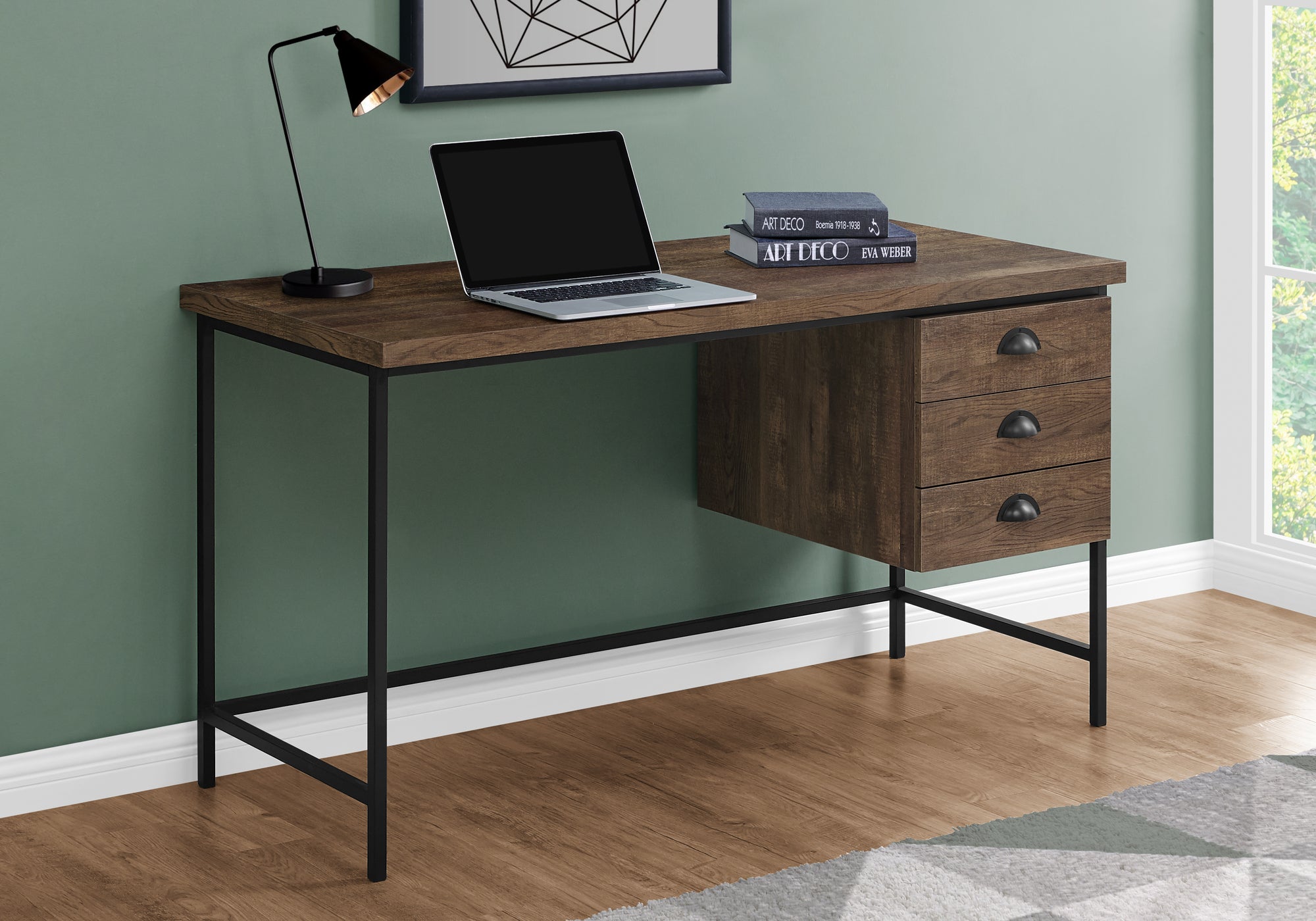 Monarch Natural Reclaimed Wood Look Reversible Computer Desk