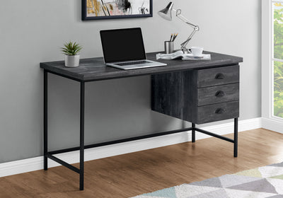 55" Black Reclaimed Wood Desk with Suspended Cabinet