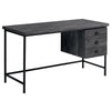 55" Black Reclaimed Wood Desk with Suspended Cabinet