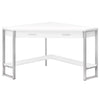 42" White and Silver Corner Desk