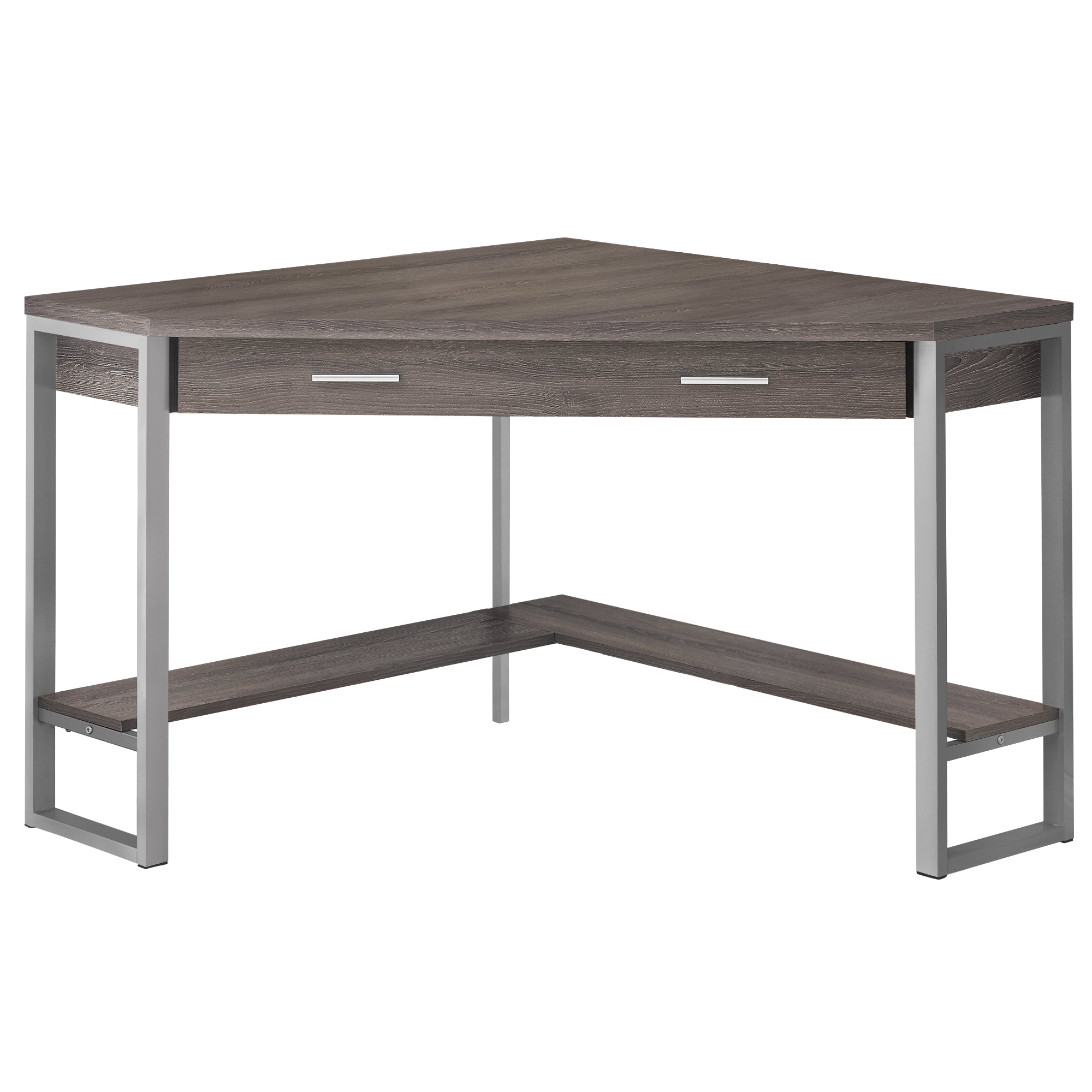 42" Dark Taupe and Silver Corner Desk