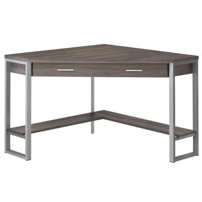 42" Dark Taupe and Silver Corner Desk