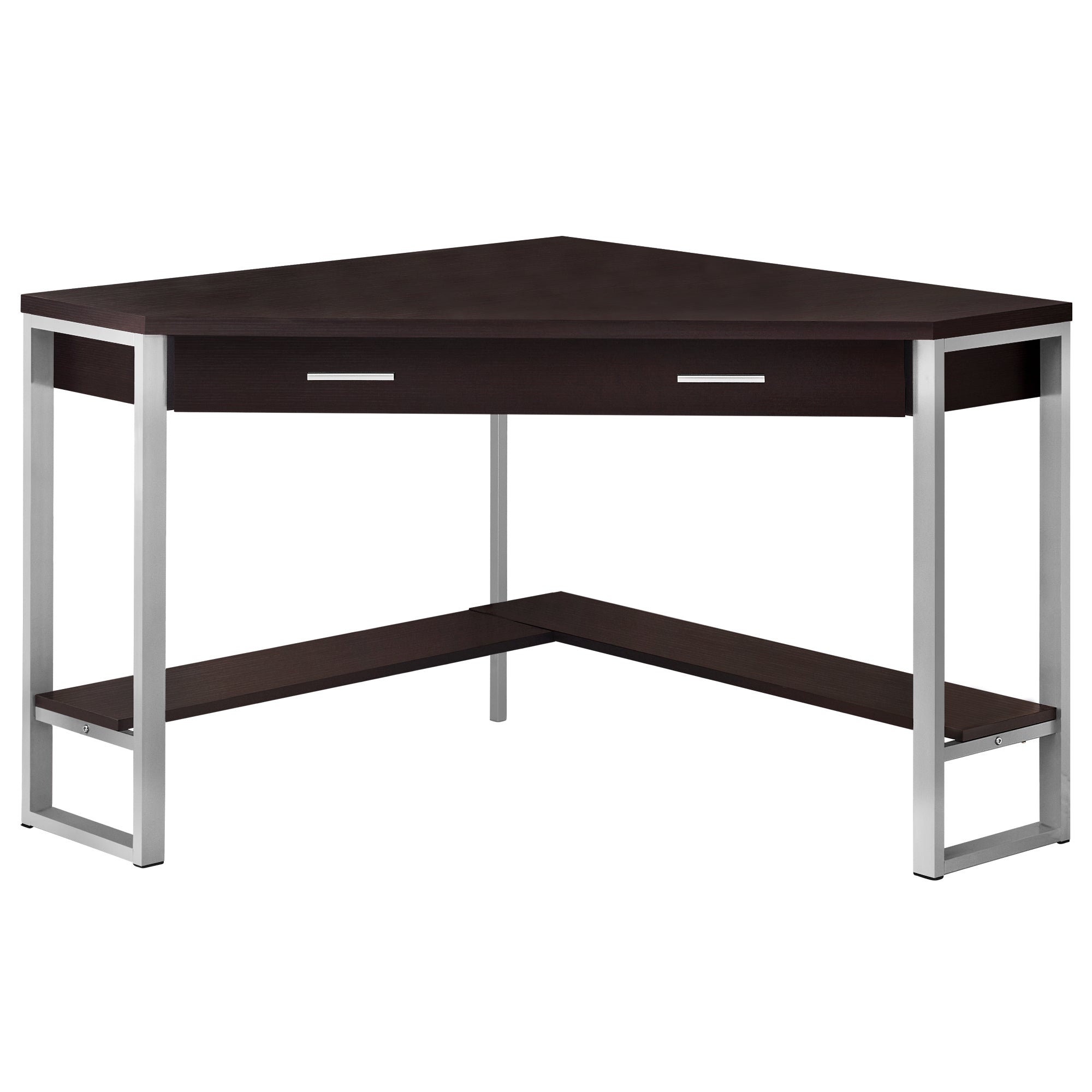 42" Espresso and Silver Corner Desk