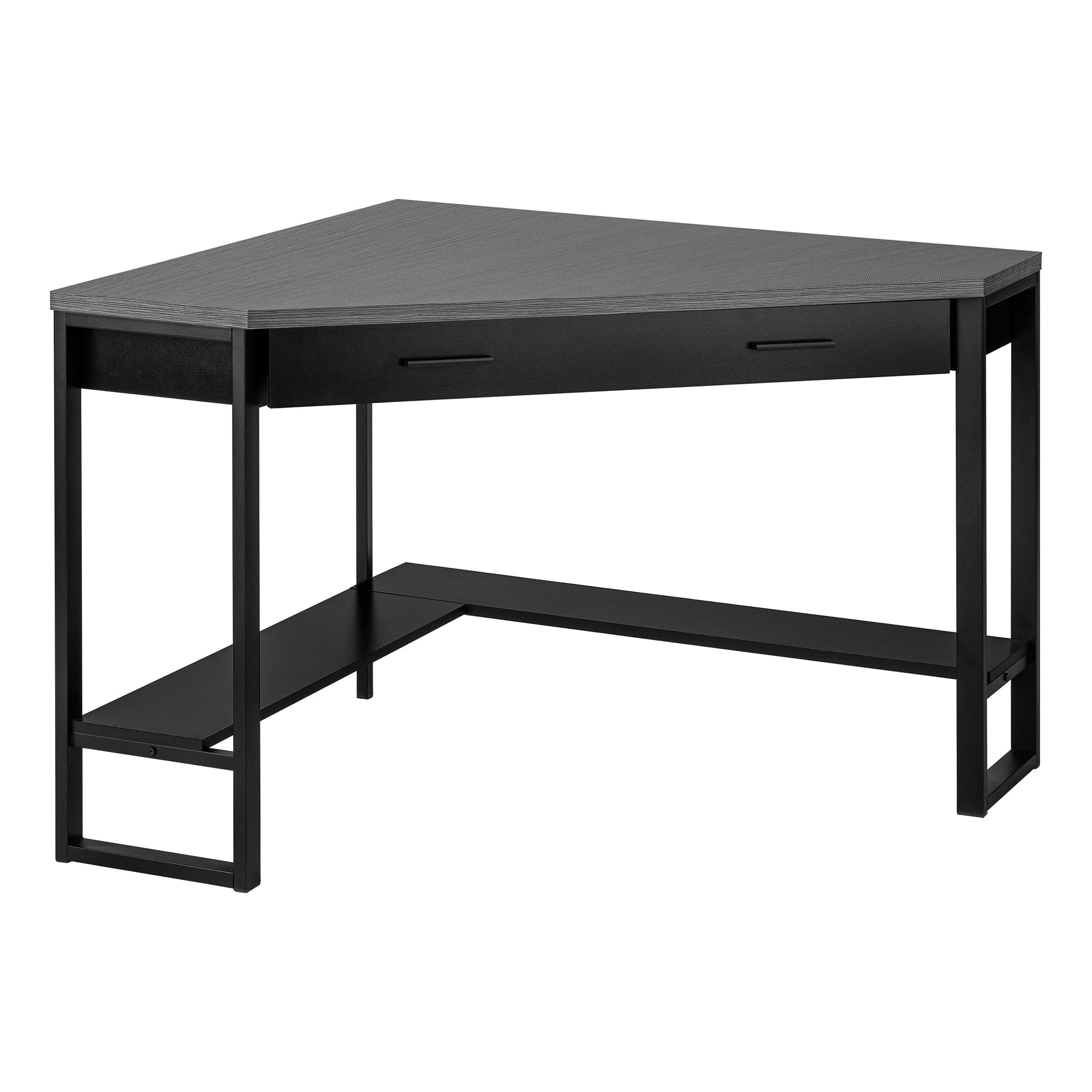 42" Gray Wood and Black Corner Desk