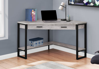 42" Reclaimed Gray Wood and Black Corner Desk
