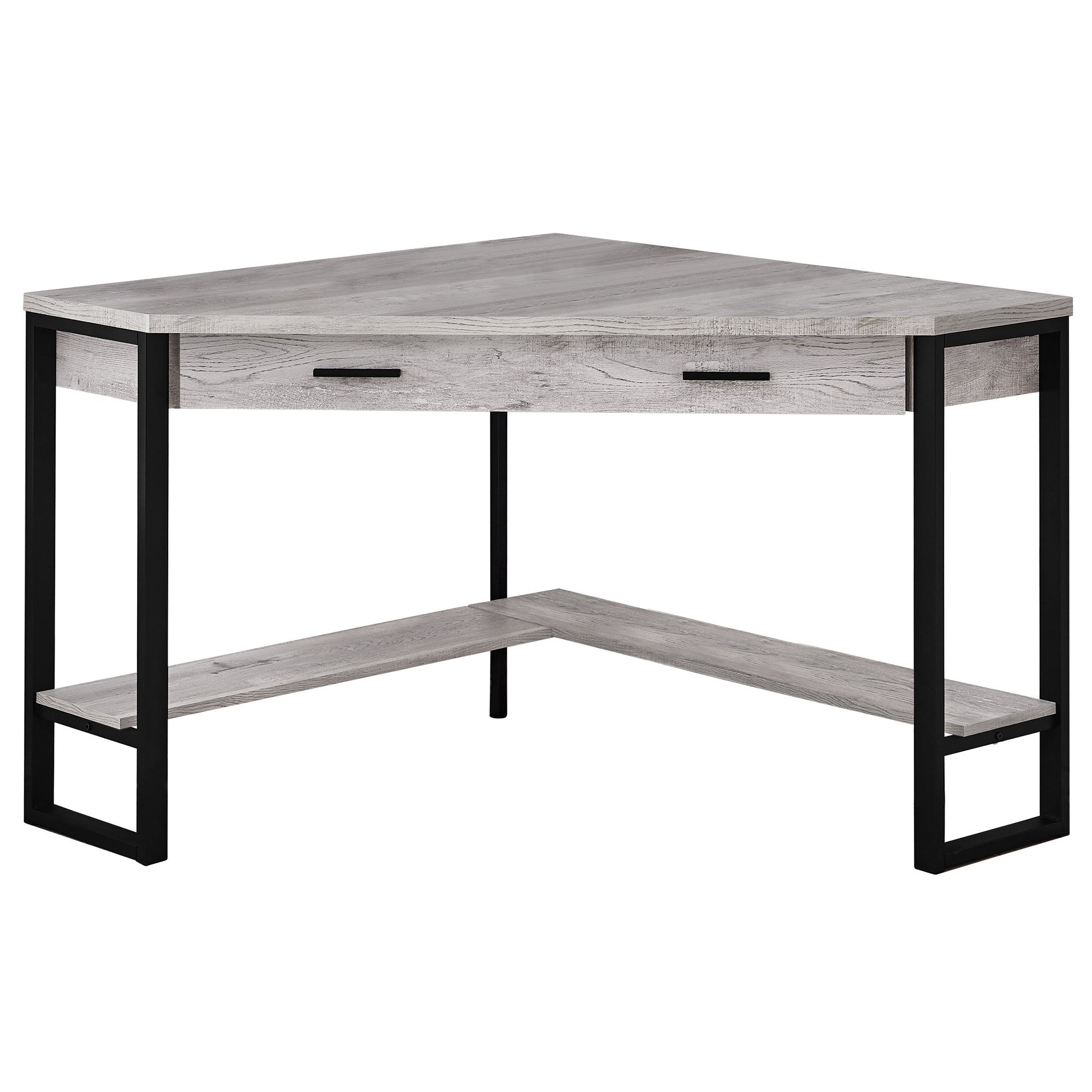 42" Reclaimed Gray Wood and Black Corner Desk