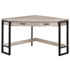 42" Reclaimed Taupe Wood and Black Corner Desk