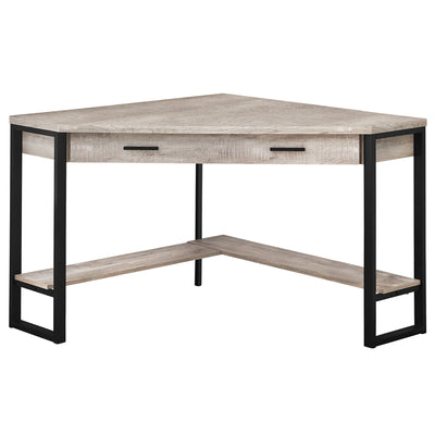 42" Reclaimed Taupe Wood and Black Corner Desk