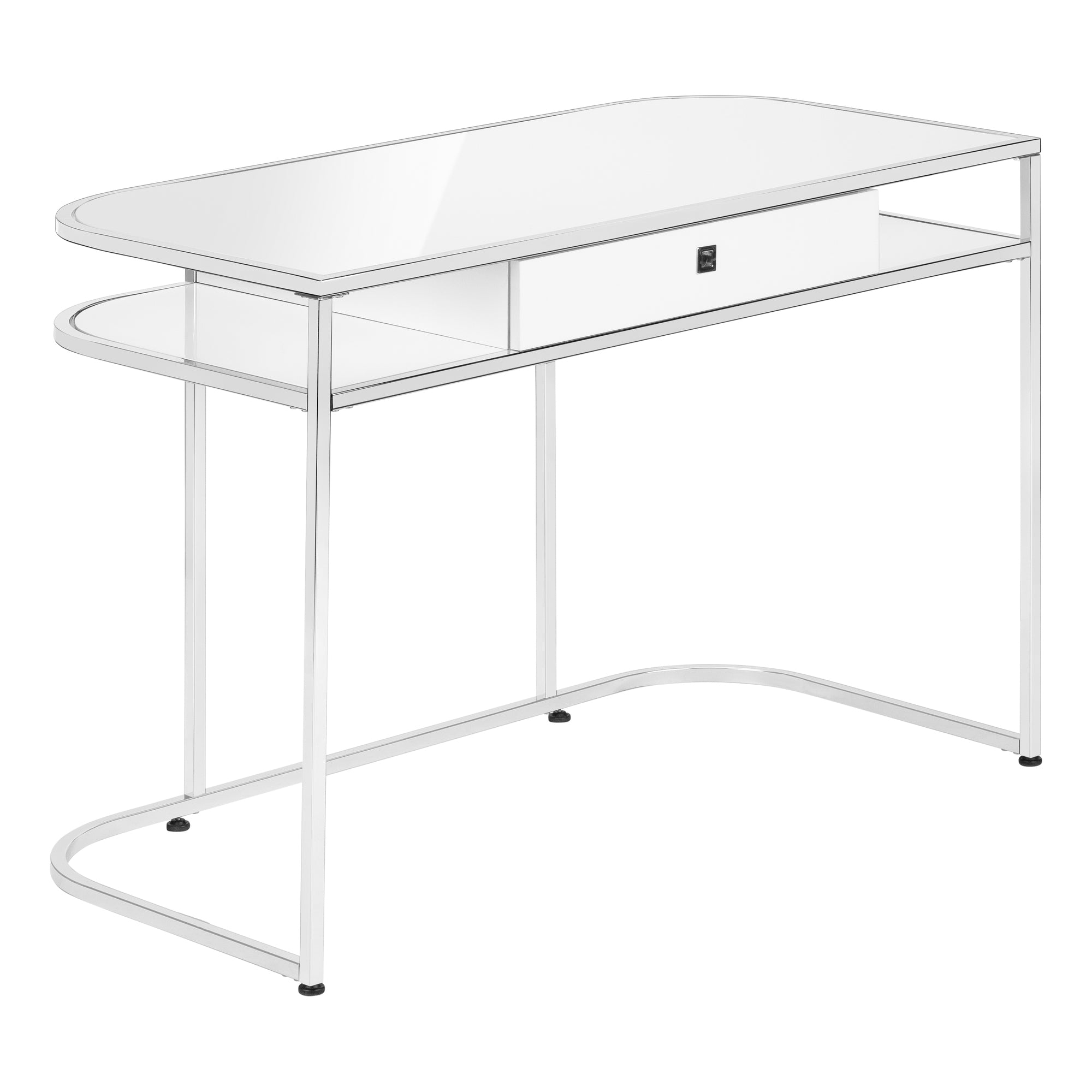 48" Modern Curved White and Chrome Desk
