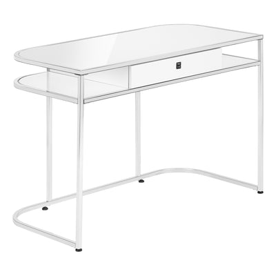 48" Modern Curved White and Chrome Desk
