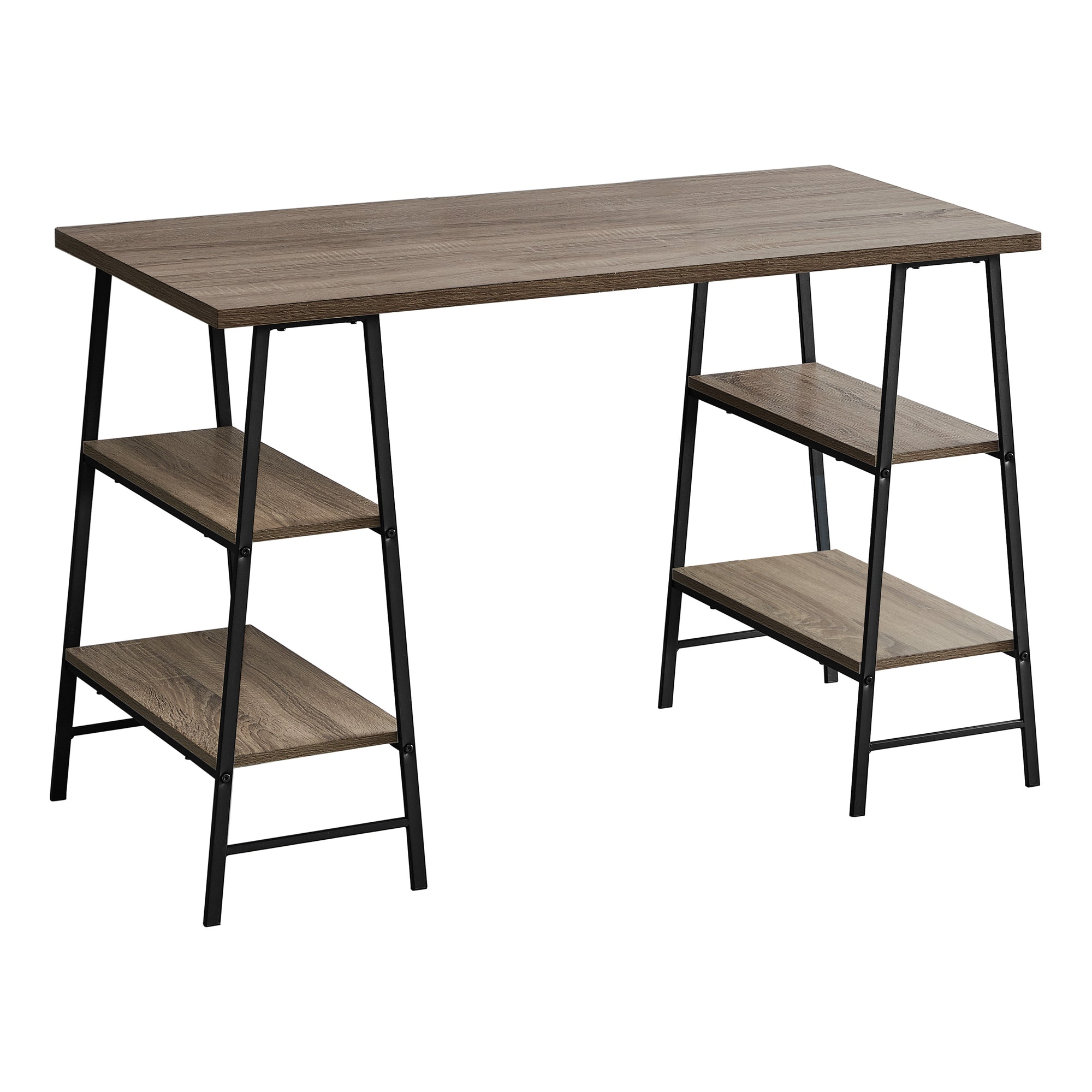 48" Sawhorse Desk in Dark Taupe & Black