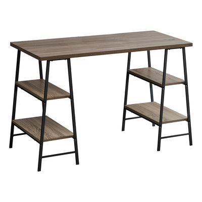 48" Sawhorse Desk in Dark Taupe & Black