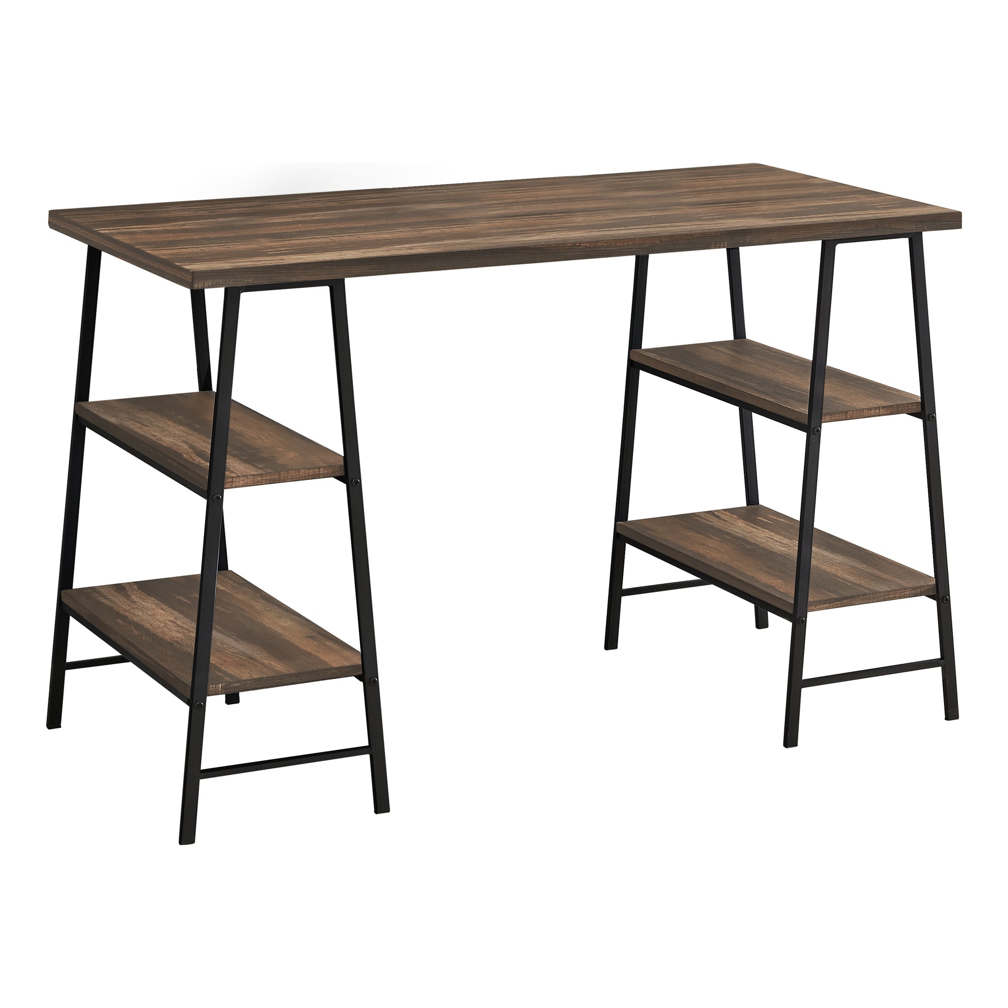 48" Sawhorse Desk in Brown Reclaimed Wood & Black