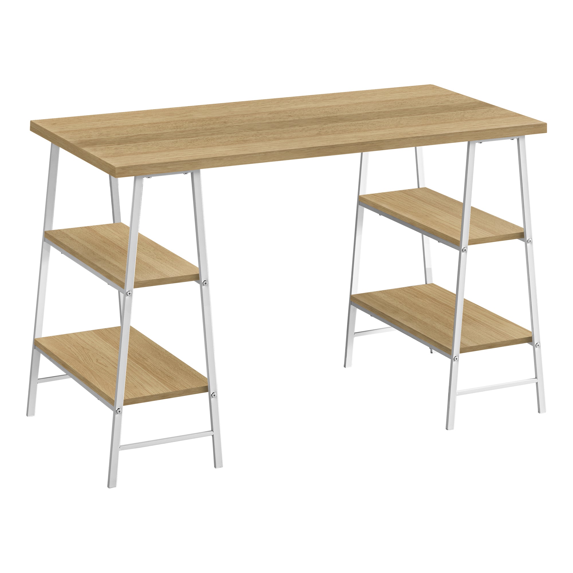 48" Sawhorse Desk in Natural Wood & White