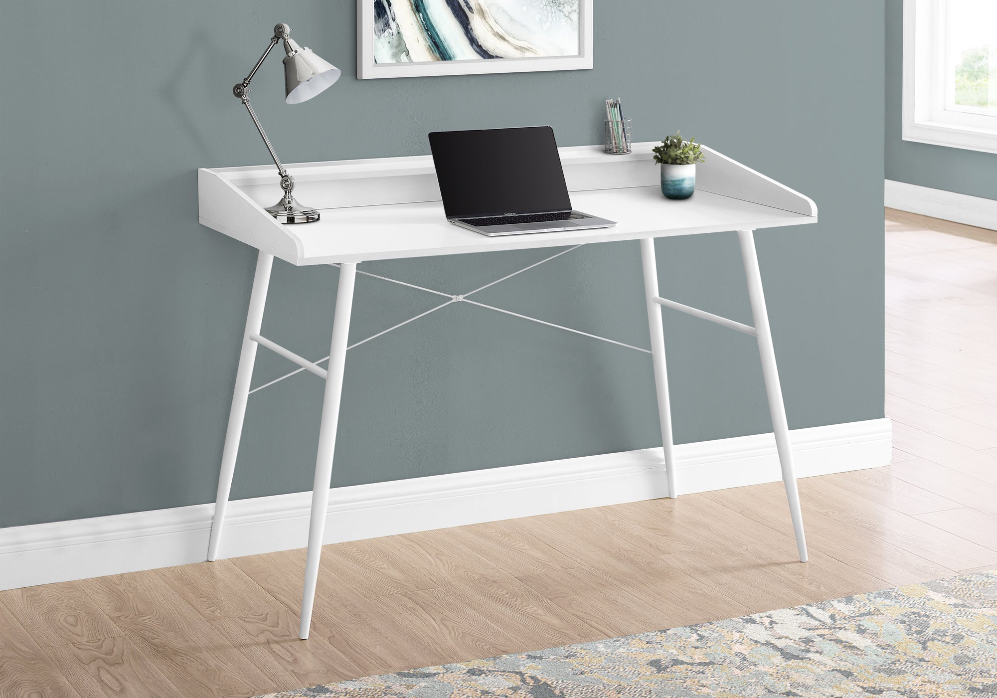 48" White Modern Secretary Desk