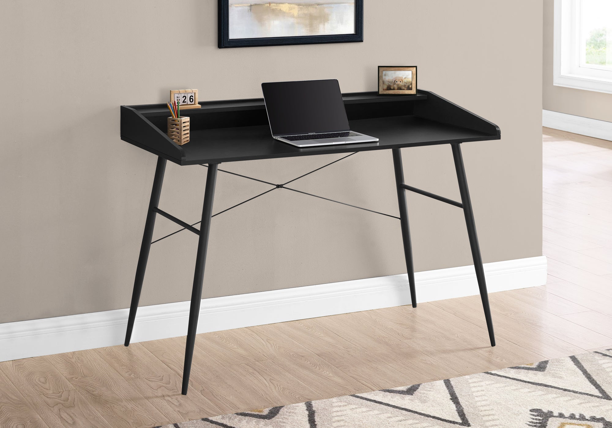 48" Black Modern Secretary Desk