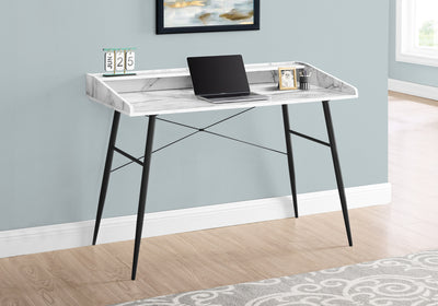 48" White Marble Finish Modern Secretary Desk