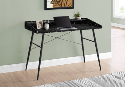 48" Black Marble Woodgrain Modern Secretary Desk