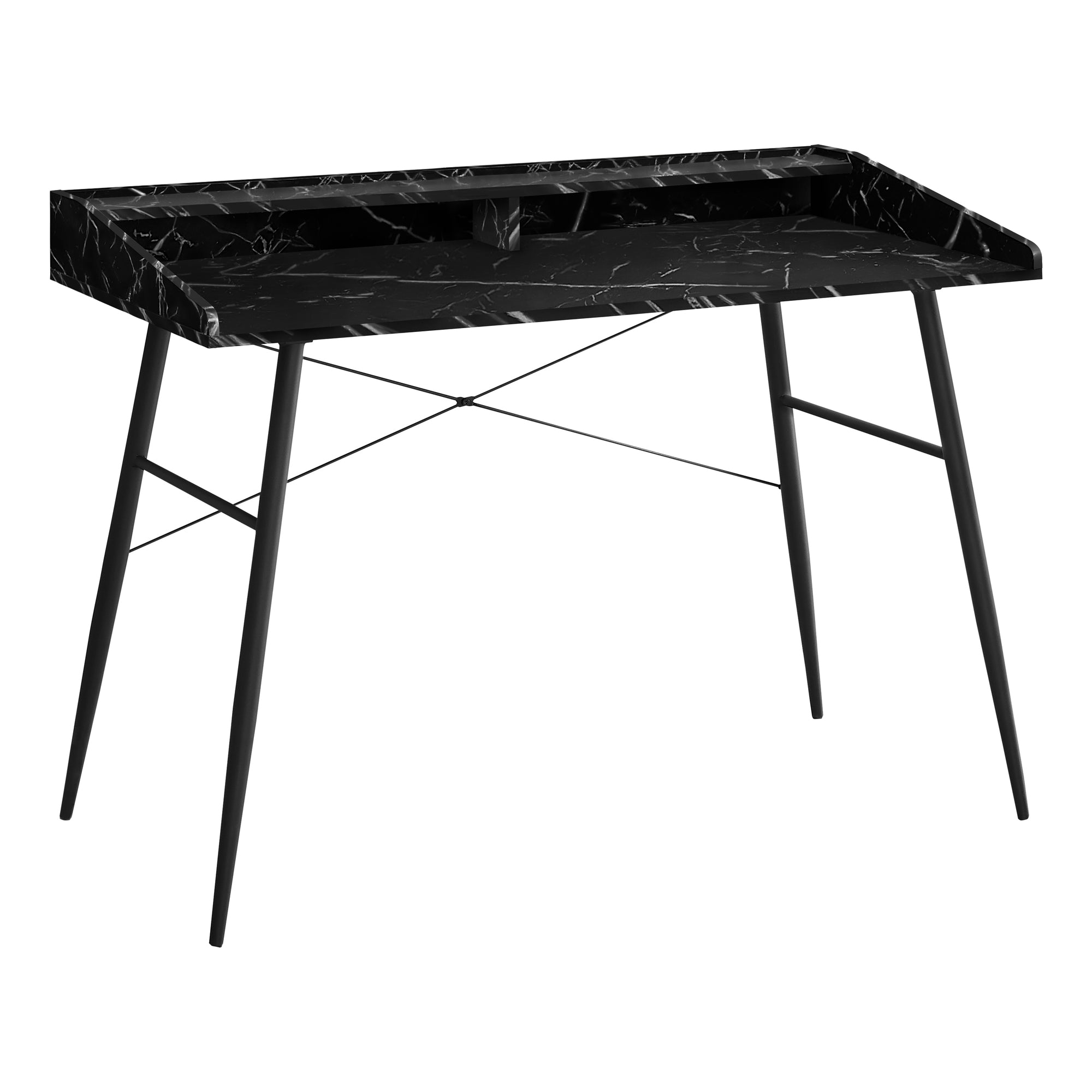 48" Black Marble Woodgrain Modern Secretary Desk