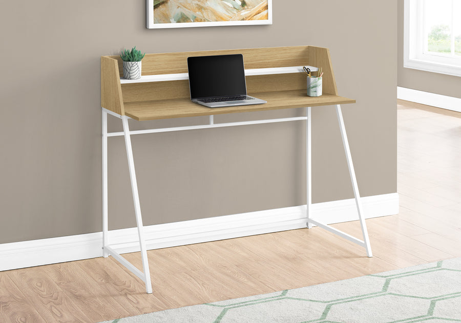 48" Natural Wood & White Desk with Shelf