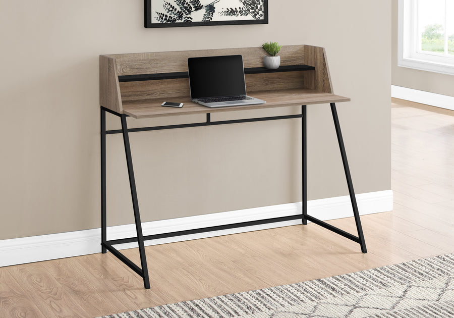 48" Dark Taupe & Black Desk with Shelf