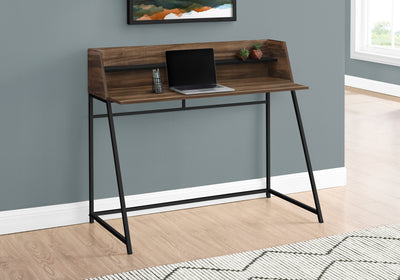 48" Reclaimed Brown Wood & Black Desk with Shelf