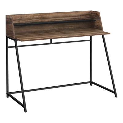 48" Reclaimed Brown Wood & Black Desk with Shelf