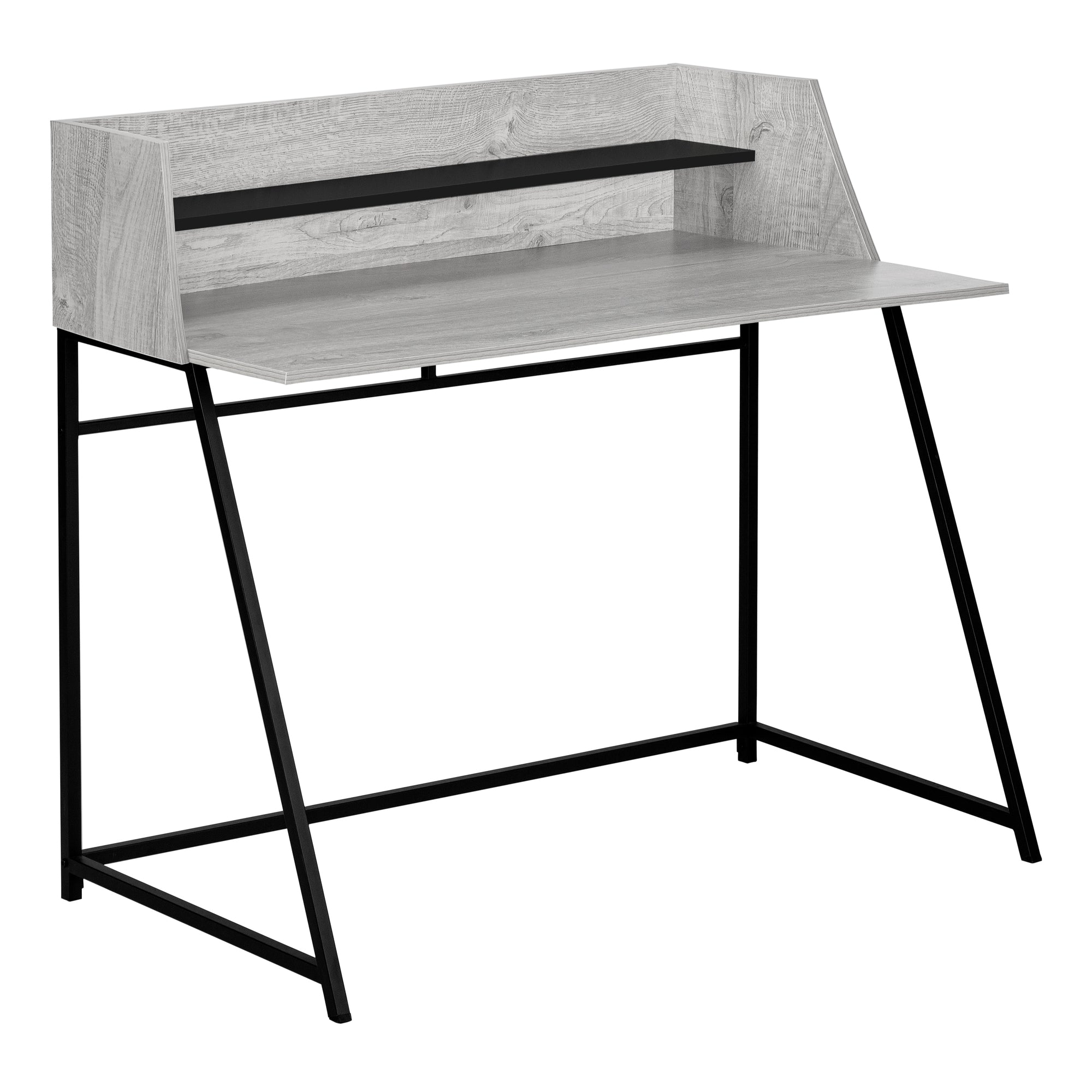 48" Gray Woodgrain & Black Desk with Shelf