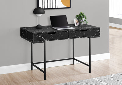 Geometric 2-Drawer Desk in Black Marble Finish