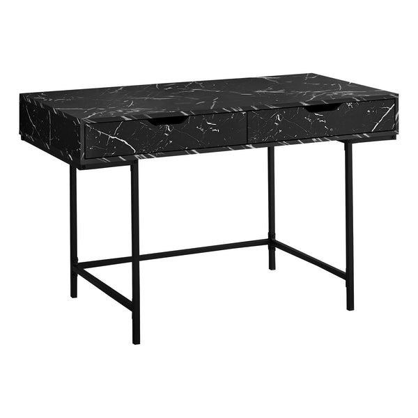 Geometric 2-Drawer Desk in Black Marble by Monarch - OfficeDesk.com