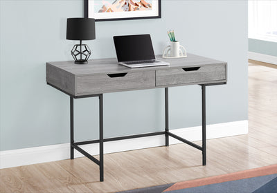 Geometric 2-Drawer Desk in Gray Woodgrain