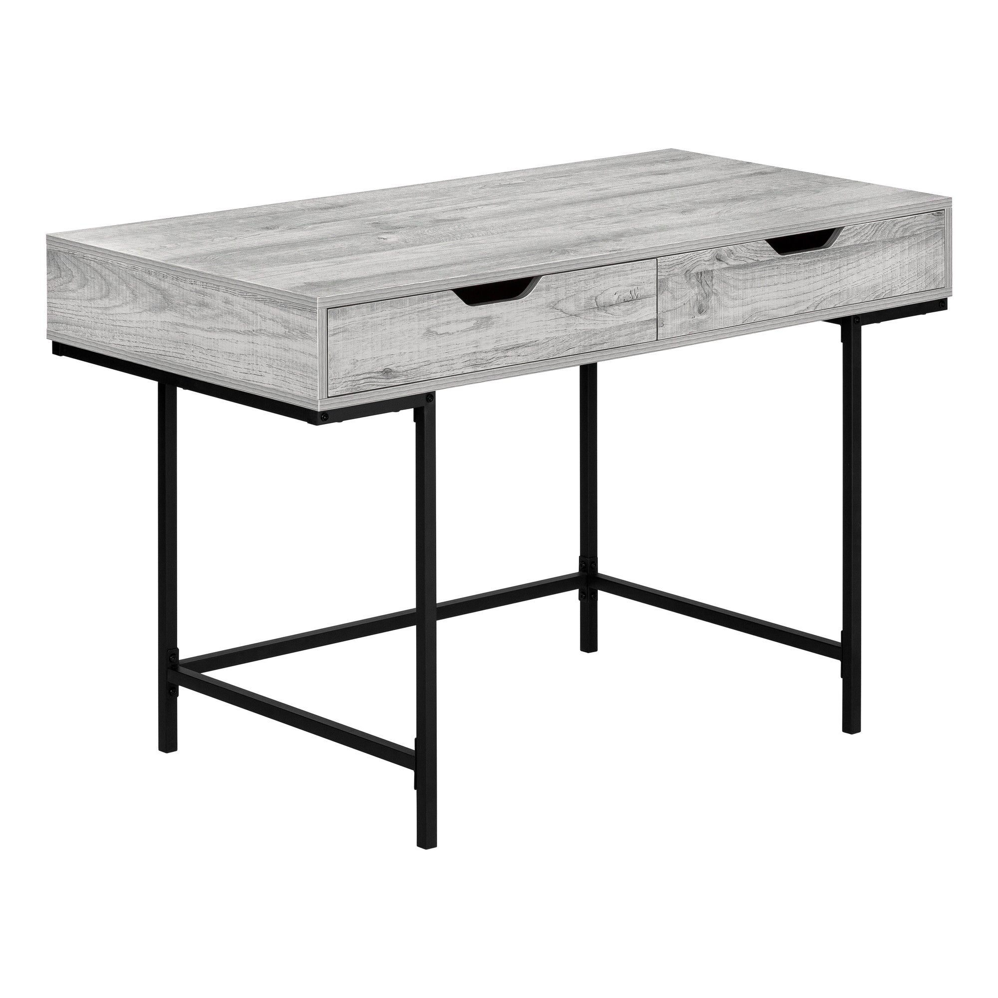 Geometric 2-Drawer Desk in Gray Woodgrain