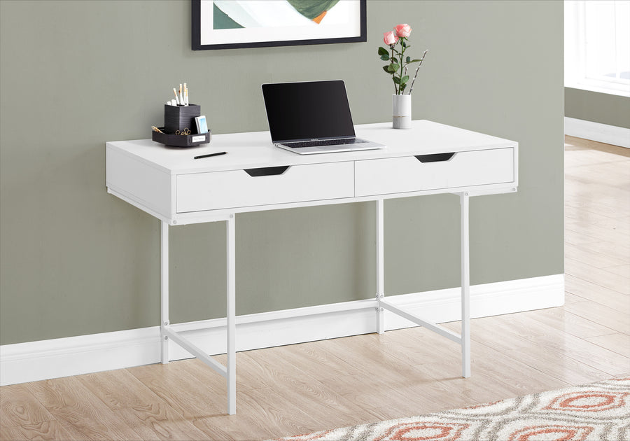 Geometric 2-Drawer Desk in White