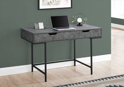Geometric 2-Drawer Desk in Gray Stone