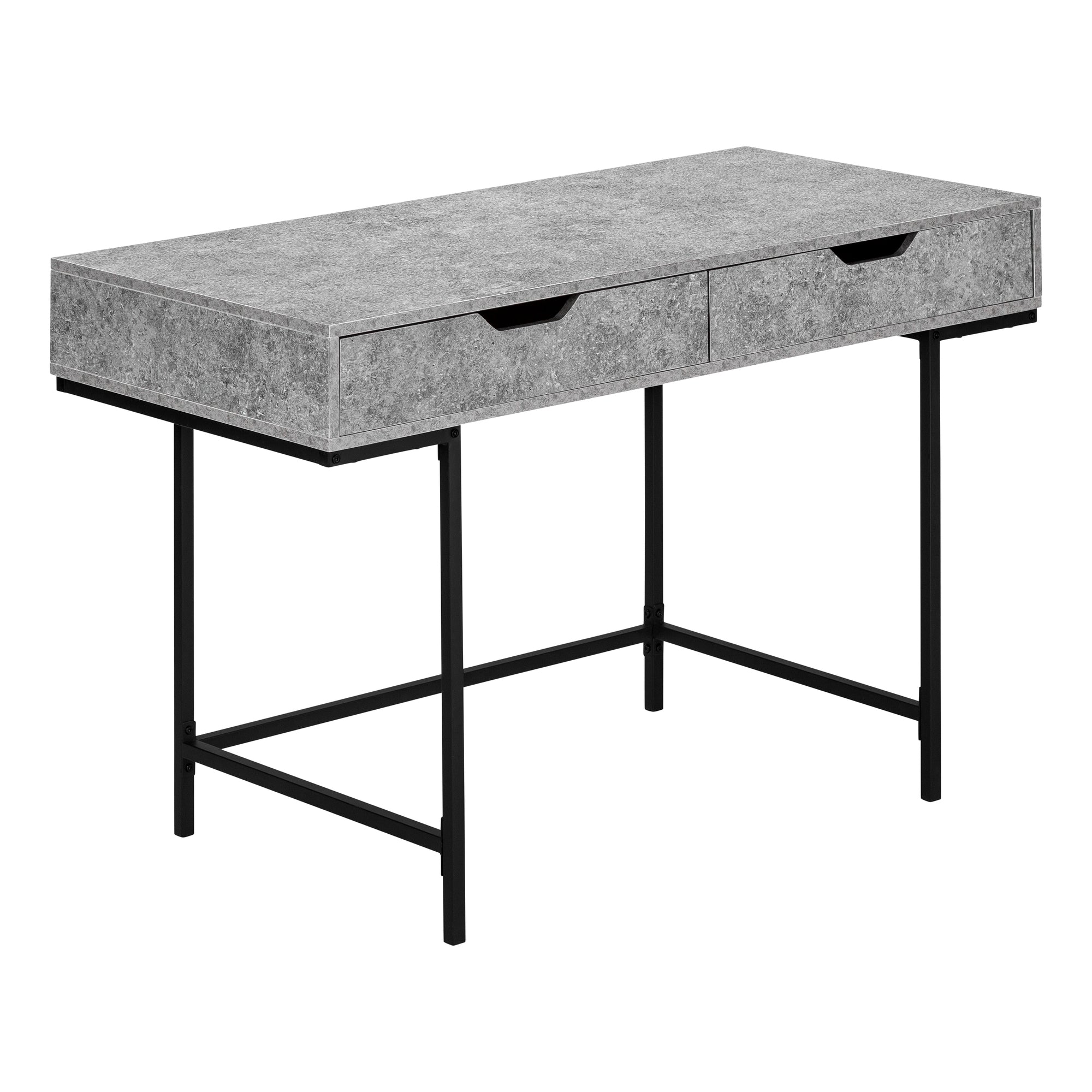 Geometric 2-Drawer Desk in Gray Stone