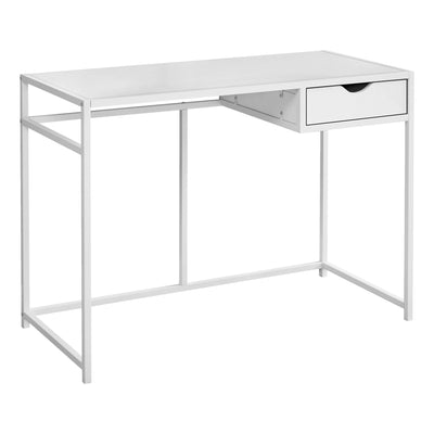 42" Ergonomic Desk with Drawer in White