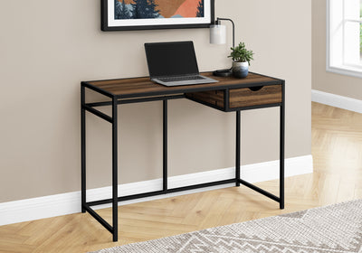 42" Ergonomic Desk with Drawer in Reclaimed Brown Wood