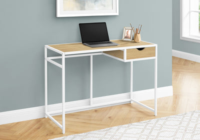 42" Ergonomic Desk with Drawer in Natural Wood