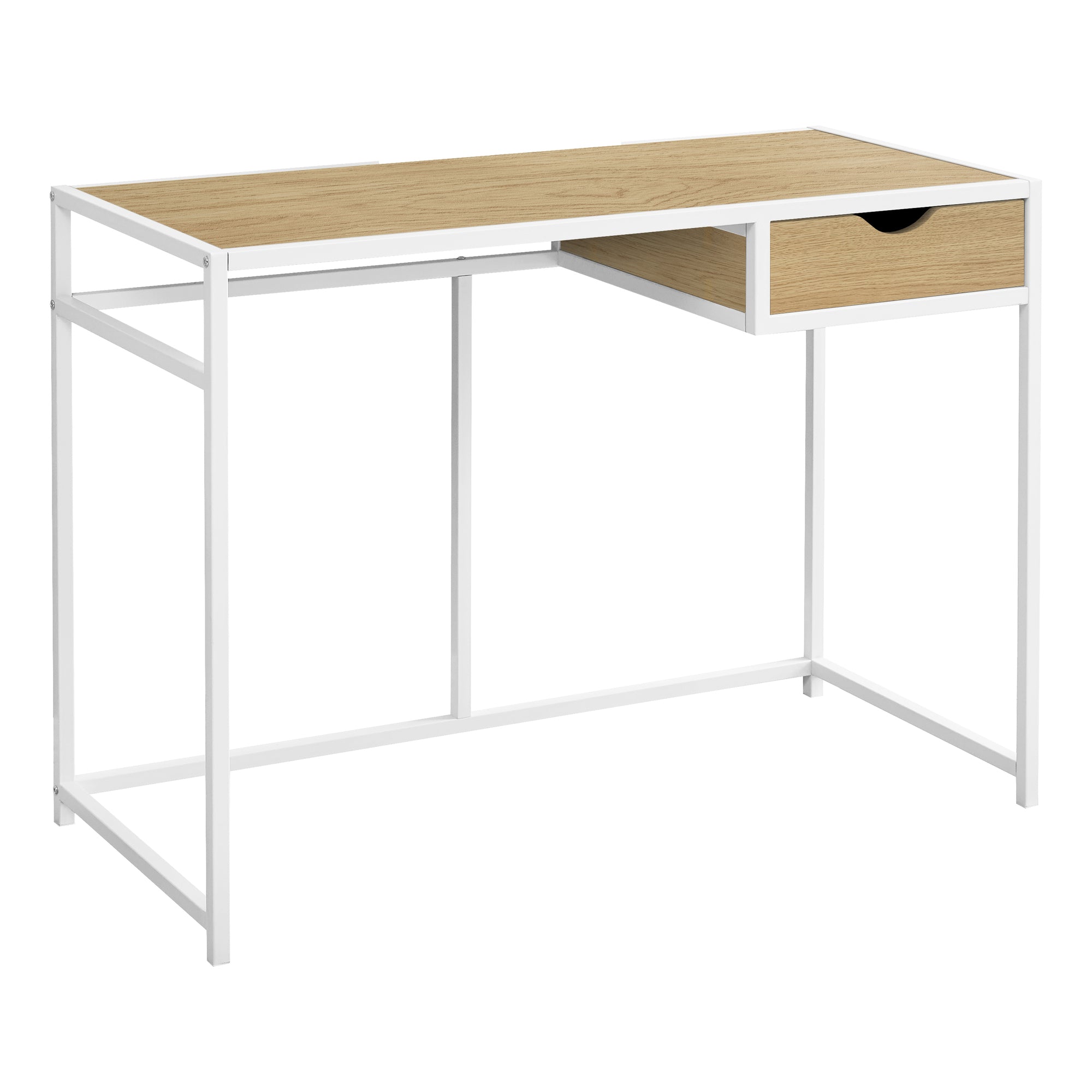 42" Ergonomic Desk with Drawer in Natural Wood