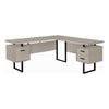 71" Modern Taupe L-Shaped Floating Desk