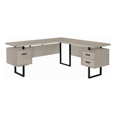71" Modern Taupe L-Shaped Floating Desk