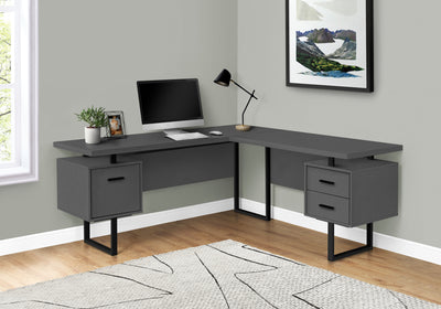 71" Modern Gray L-Shaped Floating Desk